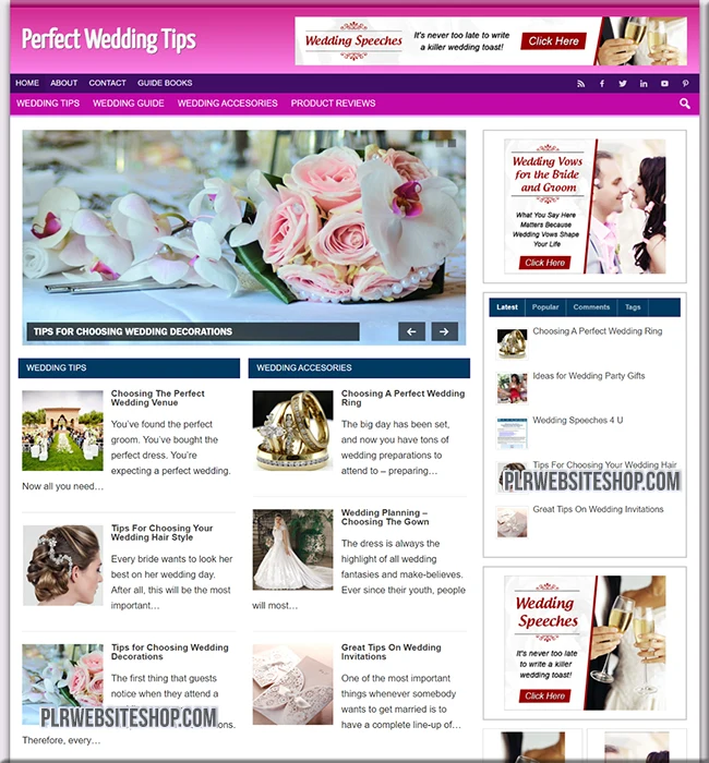 wedding tips ready made website