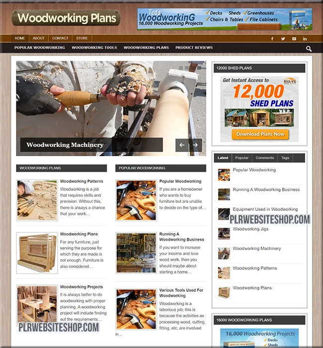 wood working ready made website