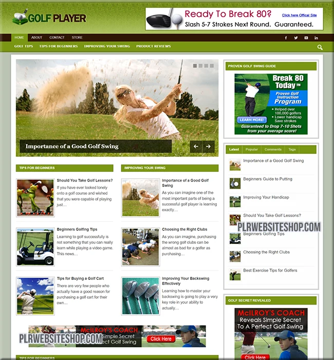golf ready made website