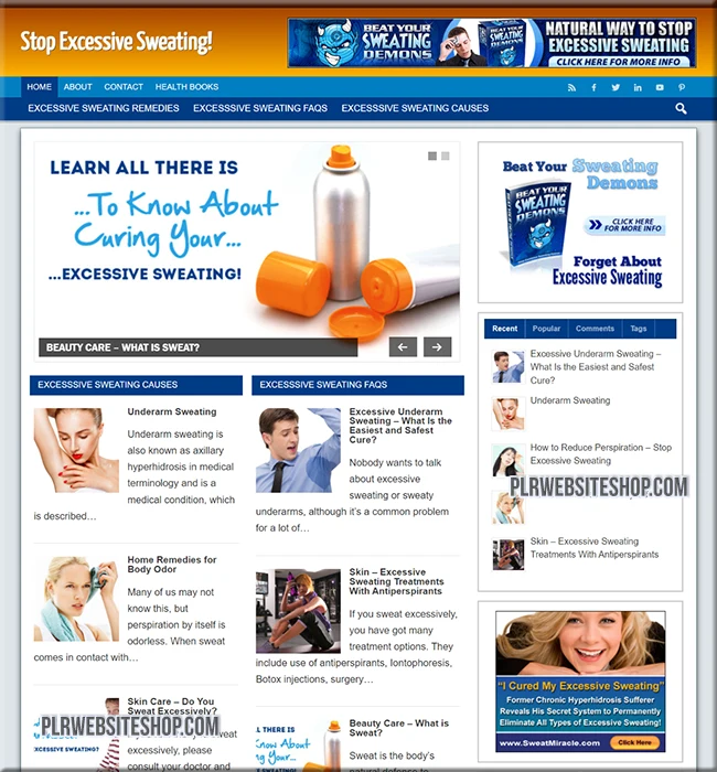excessive sweat ready made website