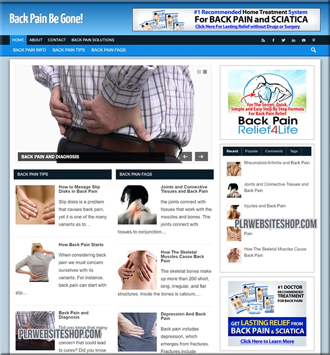 back pain ready made website