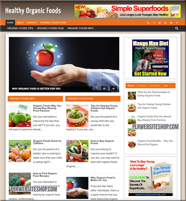 organic foods ready made website