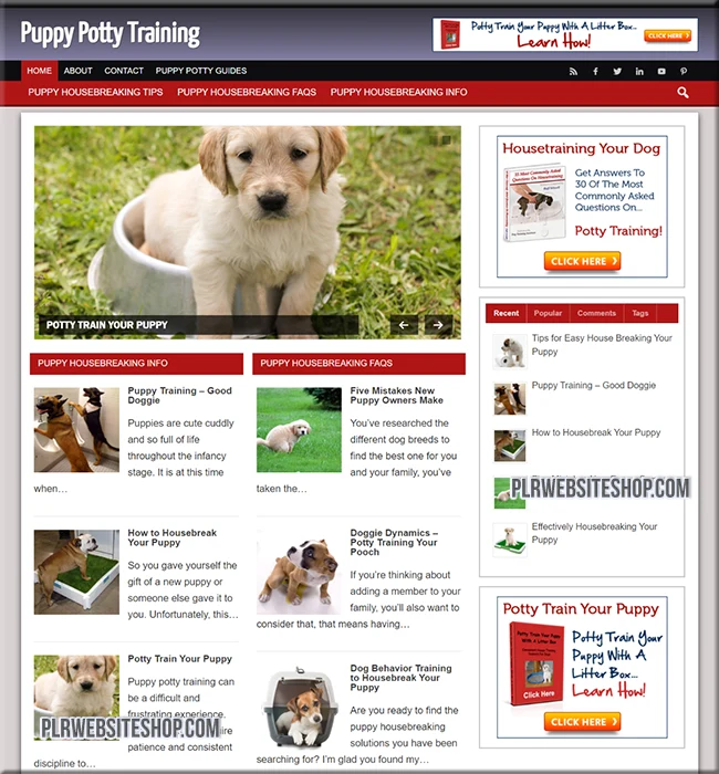 puppy potty ready made website