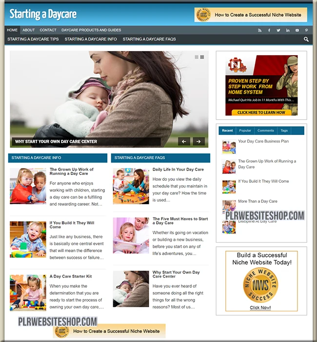 start daycare ready made website