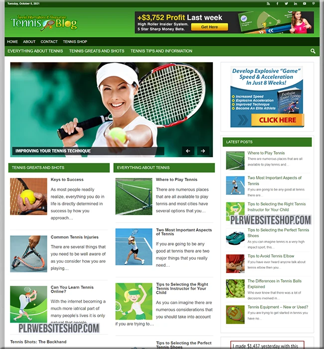 tennis ready made website