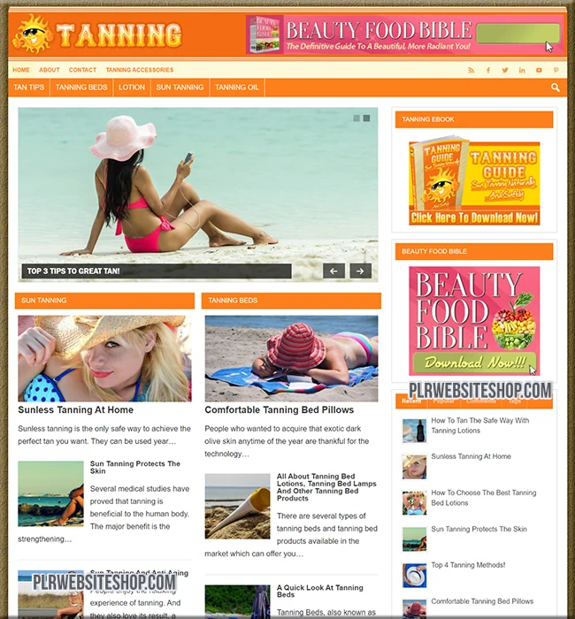 tanning ready made website