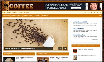 Pre-Designed Coffee Tips Website Template