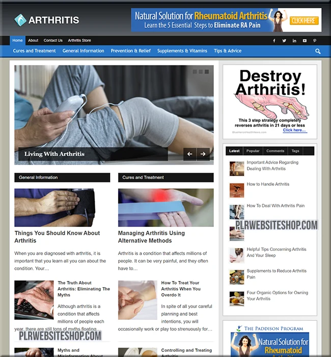 arthritis ready made website