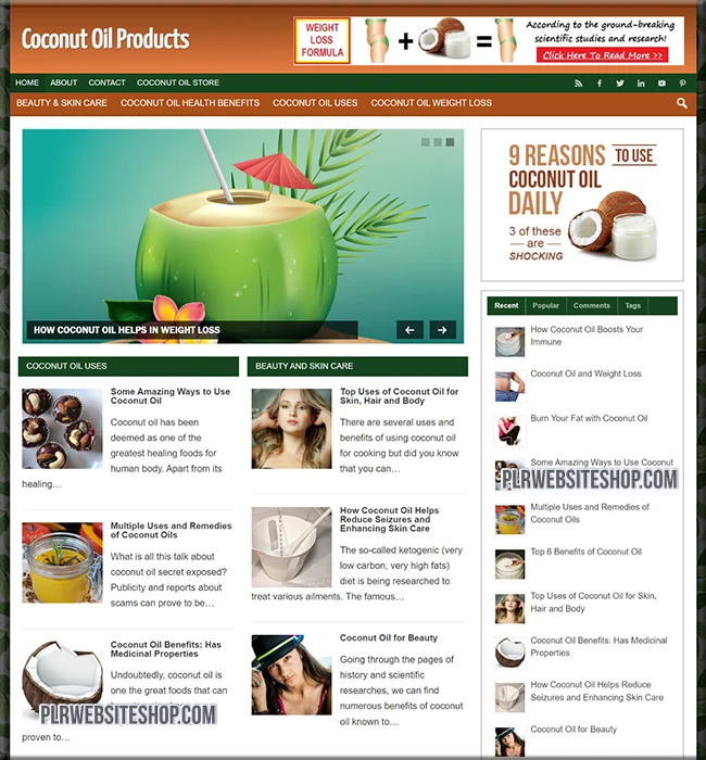 coconut oil ready made website