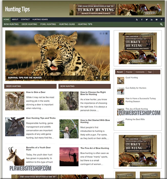 hunting ready made website