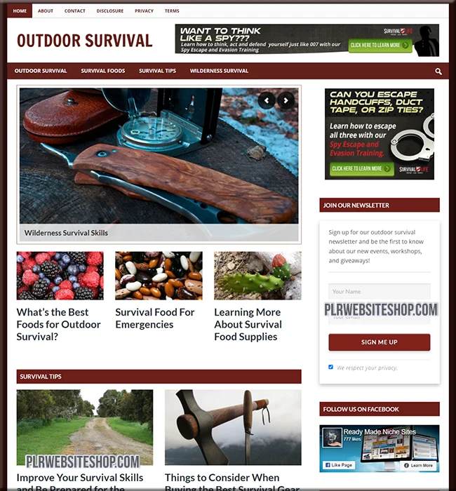 outdoor survival ready made website