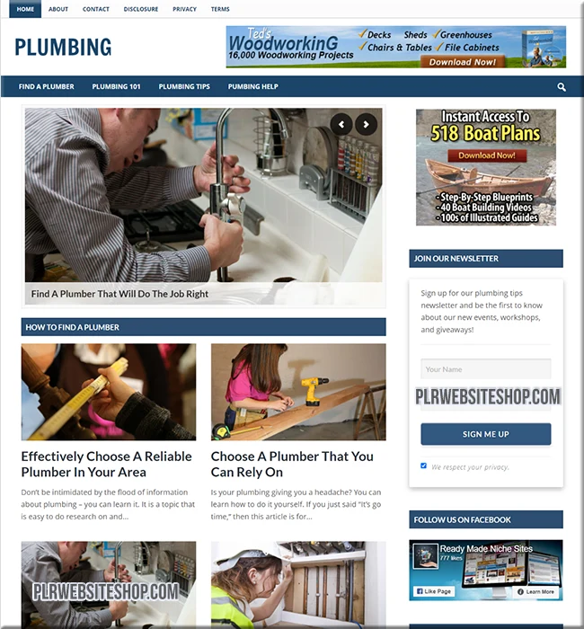 plumbing ready made website