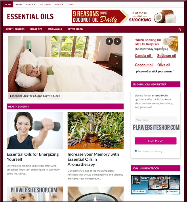 essential oils ready made website