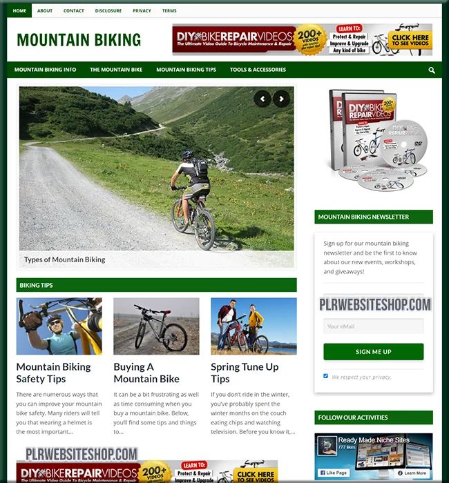 mountain biking ready made website