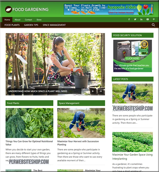 food garden ready made website